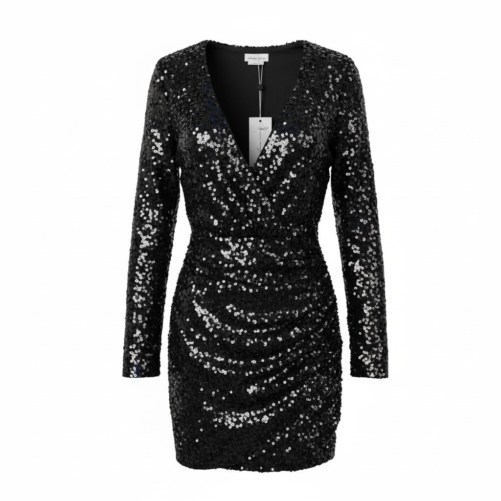 strapless open back dress Party Glam Sequin Sheer Mini Dress main image 0