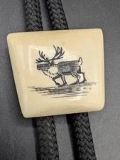 Vintage Alaskan Hand Carved Elk Bolo Tie