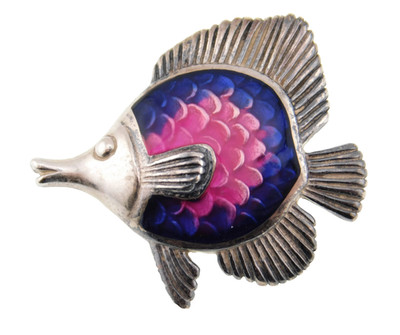 KABANA 925 Sterling Silber rosa blau lila Emaille Sealife tropische Fische Anhänger