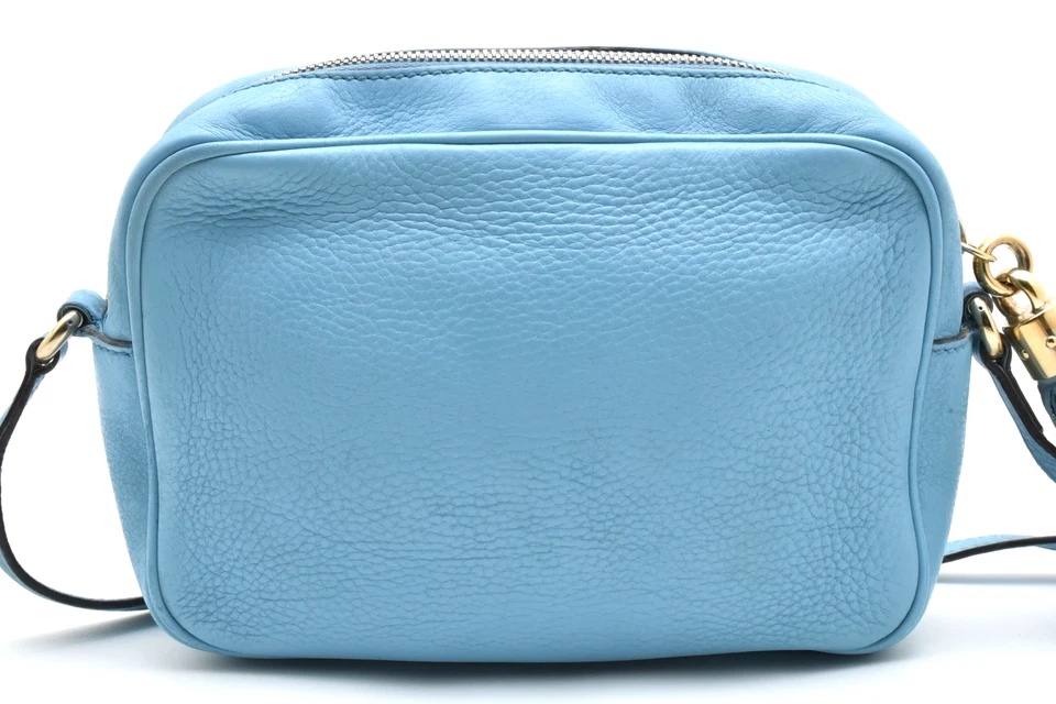 GUCCI Pequeño Disco Soho Bandolera Bolso de Hombro Cartera Bolso Cuero Azul Auténtico Foto 3 de 4