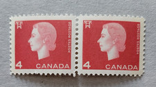 CANADA STAMP #404vi Q.E. II (1964) 2 x 4¢ Winnipeg split bar pair 6X8mm   MNH OG