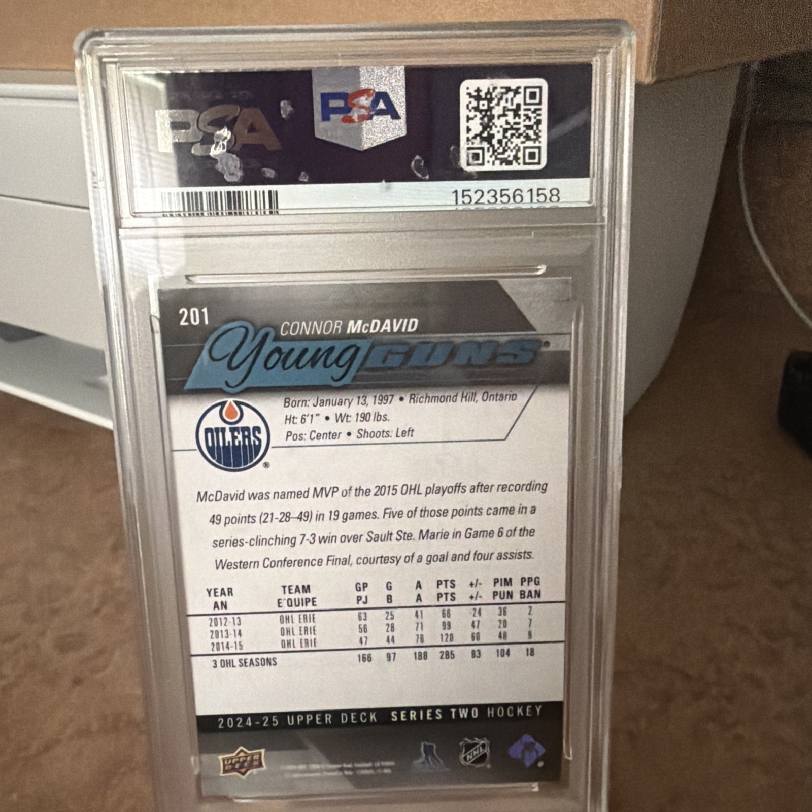 2024-25 Upper Deck Series 2 Youngguns Renewed Connor McDavid PSA 8 view 2