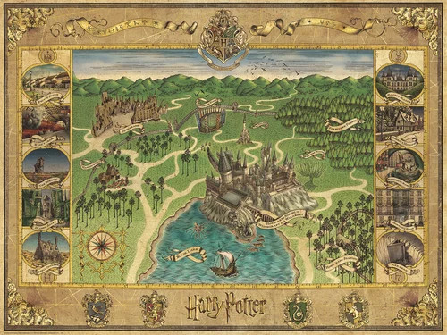 Puzzle (1500 T.) Harry Potter - Hogwarts Karte (Ravensburger) Neu/Ovp-image