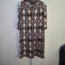 White House Black Market Snakeskin Print Shirt Dress Long Sleeve Womens sz L