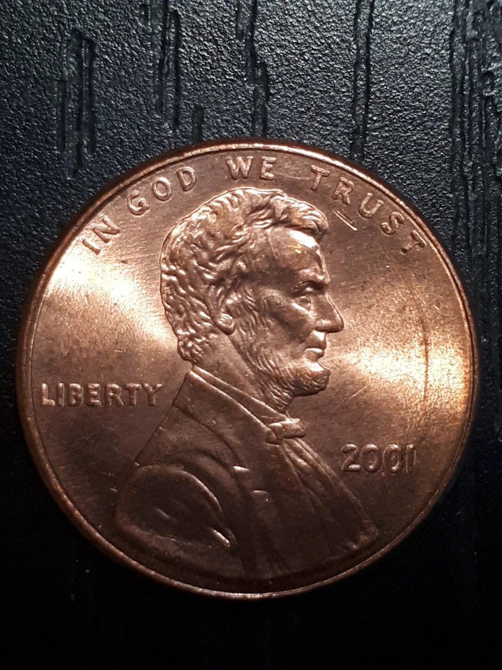 2001 us penny, Close AM, no mintmark ms67 Condition, die crack, harp pillars err - Image 3 of 4