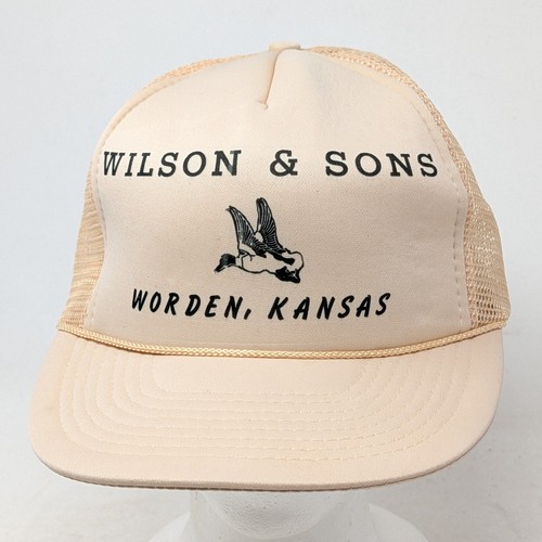 Mohrs Wilson & Sons Worden Kansas Duck Trucker Hat Tan Mesh Snapback Cap