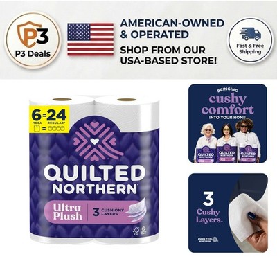 Ultra Soft 3-Ply Quilted Northern Toilet Paper, 6 Mega Rolls for Lasting Comfort