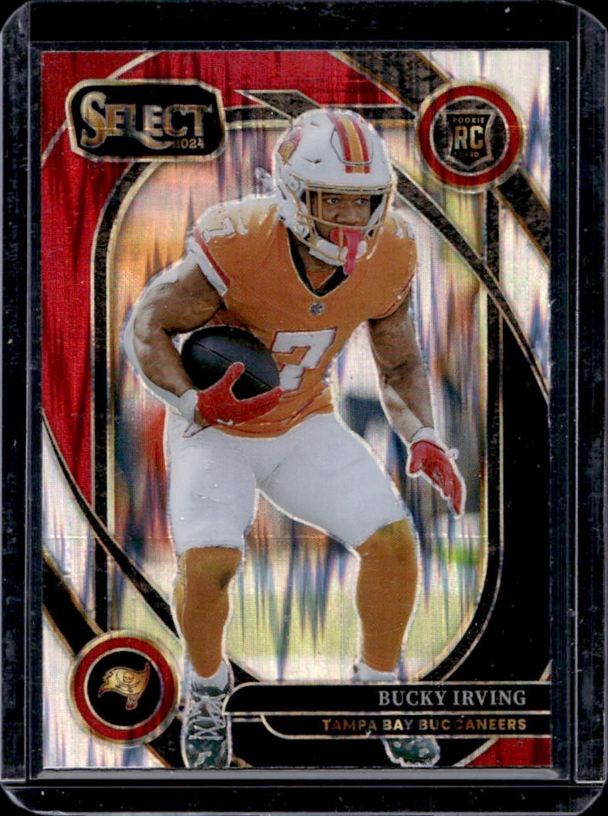 2024 Select Bucky Irving Club RC Black and Red Prizm Shock #239 Buccaneers