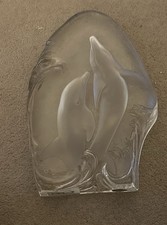 Goebel 1981 Kristallglas 2 Dolphins and Waves Art Glass Large Crystal  Sculpture