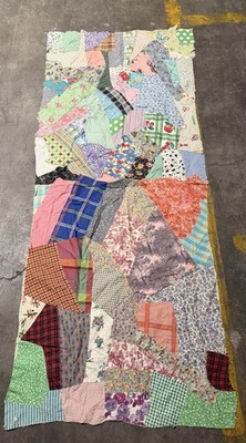 Vintage Handmade Crazy Quilt Patchwork Scrap 81x34 