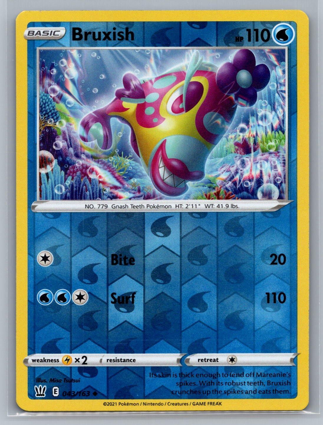 Reverse Holo Bruxish 043/163 Uncommon Battle Styles Pokemon NM