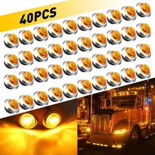 40pcs Amber 3/4" Bullet LED Bullet Round Side Marker Lights For Trailer Truck RV