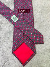 Herm s Paris Pink Green Silk Geometric Tie France