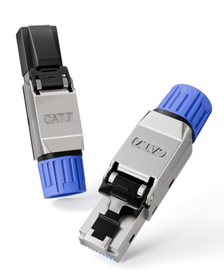 RJ45 Connector, Tool-Free Gold Plated Cat 7 Shielded Plug, 2 Pack