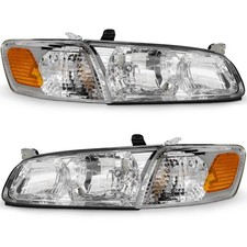 2pcs Headlights Assembly For 2000-2001 Toyota Camry Chrome Headlamps Leftright