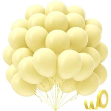 balloons 12 inch, Light Yellow Latex Balloons 50pcs Party Balloon Pastel Yellow