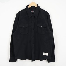 American Giant Redwood Fleece Overshirt Jacket Large Black Snap Shacket Men