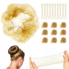 Blonde Ballet Bun Hair Net Set for Girls and Women - 20 Elastic Mesh Invisible H