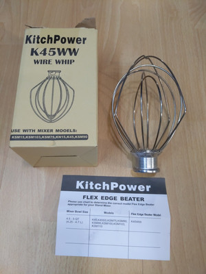 Kitchpower K45WW Wire Whip for Tilt-Head Stand Mixer 4.5-5 Qt KSM15 103 75 K45 +