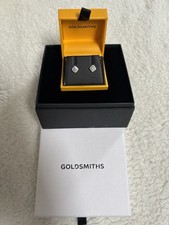 Goldsmiths 10K White Gold Diamond Cluster Stud Earrings - Boxed & Authentic