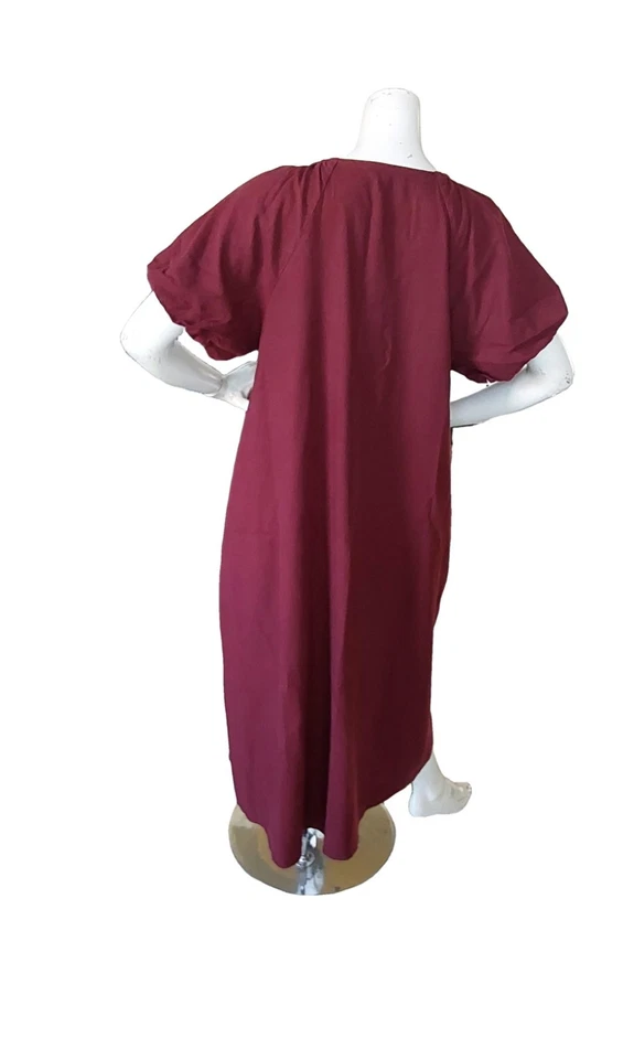 VESTIDO MADEWELL MANGAS BURBUJA CARBERNET BOTONES TALLA GRANDE Foto 3 de 4