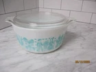 Vintage Pyrex Blue Amish Butterprint Lidded Casserole #474-B 1 1/2 Quart