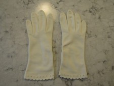 Vintage White Nylon Scalloped 9" Gloves with Eyelet Cutouts by Stetson  Size 7