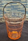 Ice Bucket with Metal Handle - INDIANA GLASS depression PINK TEA ROOM Pattern