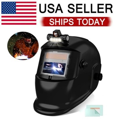 Solar True Color Auto Darkening Welding Helmet w/Light - TIG MIG ARC Protection
