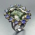 Fine Art 30 ct Natural Green Amethyst Ring 925 Sterling Silver Size 8 /R462447