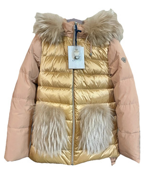 SALCO Jacket & Down Jacket W/Fur Coat Color 102 Size 46 (USA Size 4). New W/Tags
