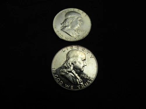 lot of two franklin half dollars 1962 D and 62 Proof