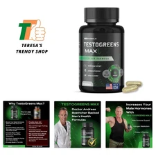TestoGreens Max - Men’s Daily Greens Capsule Supplement, Natural Male Hormone...