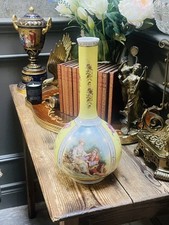 Vaso bottiglia Watteau dipinto a mano Dresda XIX secolo
