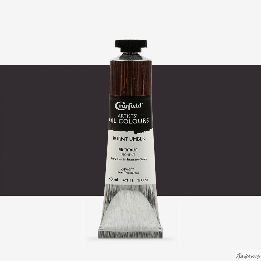 Cranfield Artists' Oil Paint 40ml Burnt Umber For Fine Art Painting