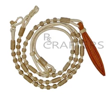 White Rope Matching Knots Raw Hide Leather Horse Tack Show Romal Romel Reins 122