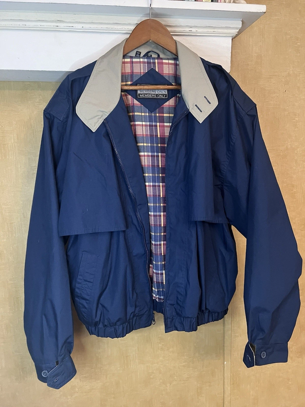 Members Only Mens Vintage Blue Jacket Size XL Zip Up Made In Korea