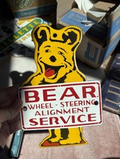 Porcelain Yellow Bear Service Alignment Sign Porcelain Yellow Bear Service Alignment Sign