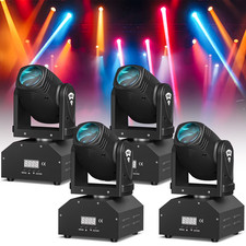 4x Mini LED Moving Head Lights RGBW 4-in-1 DMX DJ Lighting Set with 2 DMX cables