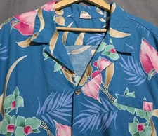 Barefoot In Paradise Shirt Men 5XL Floral Print Hawaiian Beach Camp USA MADE VTG