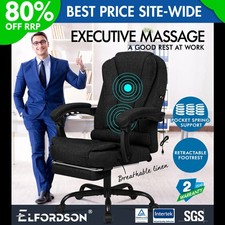ELFORDSON Massage Office Chair Executive Padded Recliner Footrest Swivel Gaming