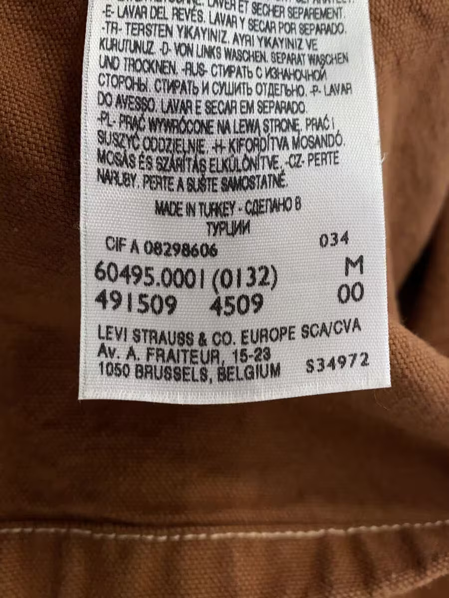 Levi's Long Sleeve Shirt, Medium, Cotton, Brown, Solid Color thumbnail 4