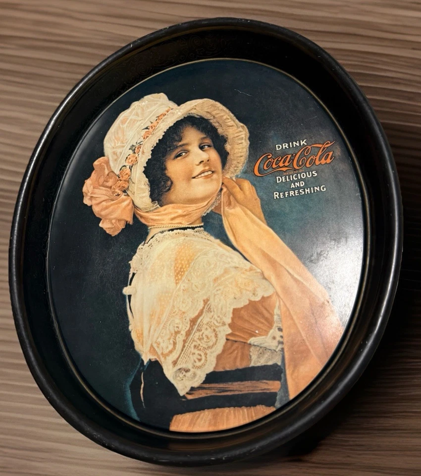 Vintage Coca Cola Tray 1972 Betty Girl 1914 Advertisement Metal Serving Platter - Image 2 of 4