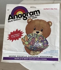 Happy Mother’s Day VTG Anagram 2 Super Shape 24”&30”Balloons Teddy Bear w Hug