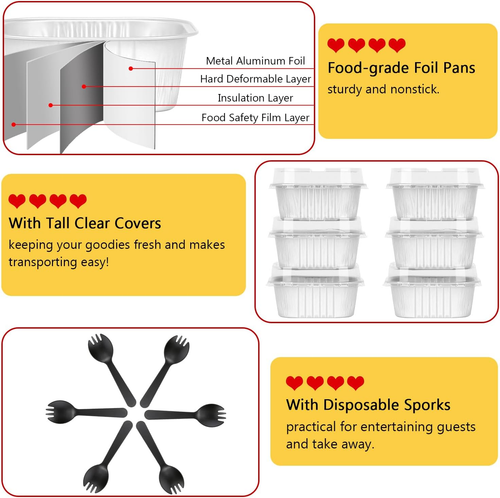 5Oz/80Pack Mini Cake Pans with Lids, Foil Cupcake Cups Small Brownie Baking Tins - Picture 4 of 7