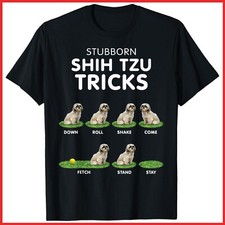 Funny Shih Tzu Tricks Black Cotton T-Shirt S-5XL