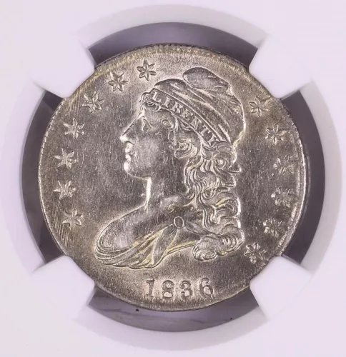 1836 Capped Bust Half Dollar 50c NGC AU details - Lettered Edge  Luster!