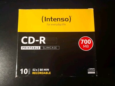 10 Intenso Rohlinge CD-R 80Min 700MB 52x Slimcase