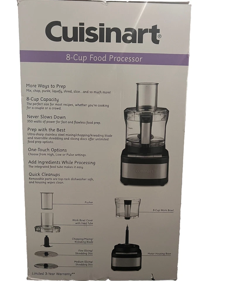 Cuisinart CFP-8BK 8 Cup Food Processor (Original box a little damaged) See Photo - Image 3 of 4