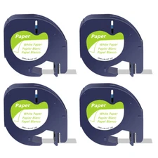 4PK 91330 White Paper Refills for DYMO LetraTag LT100T/100H Label Tape 1/2"x13'